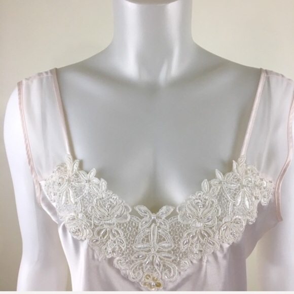 Vintage Intimo Amore Pink Lace Trim Satin Nightgown Size Medium - Picture 6 of 9